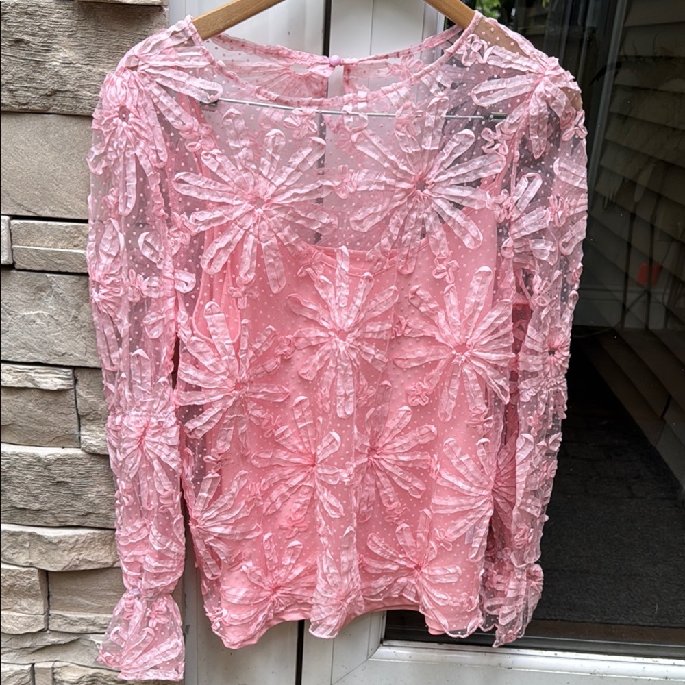 Pink Floral Lace Women's Top